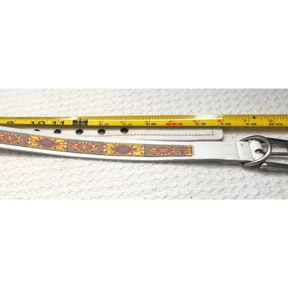 Calvin Klein Belt White Leather Floral Geometric Design India Large Vtg Boho main image 8